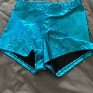 Blue sparkle dance shorts